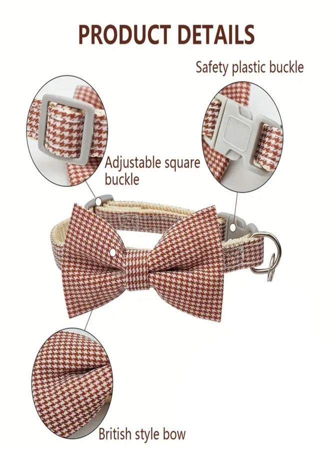 KittuPet ربطة عنق قابلة للتعديل بنقشة مربعات من KittuPet، مناسبة للجراء، لون بني - Image 5